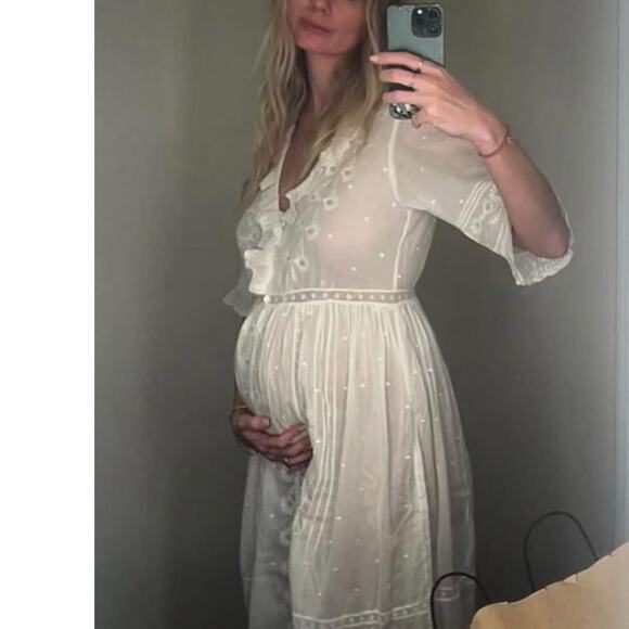 DOEN Rosabella Embroidered Midi Dress bow lace salt white size XS - Picture 15 of 16